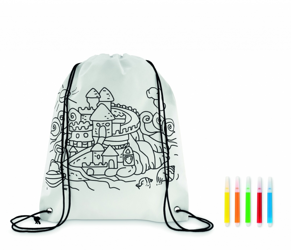 Logo trade promotional products image of: Non woven kids bag with pens