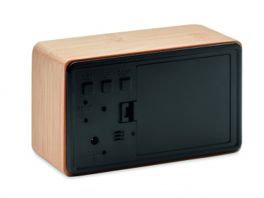 Logo trade promotional gift photo of: LED alarm clock bamboo casing Düsseldorf