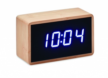 Logotrade advertising product picture of: LED alarm clock bamboo casing Düsseldorf