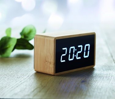 Logo trade promotional item photo of: LED alarm clock bamboo casing Düsseldorf