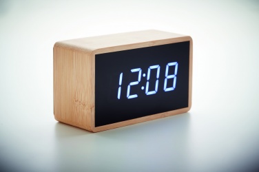 Logotrade promotional product image of: LED alarm clock bamboo casing Düsseldorf