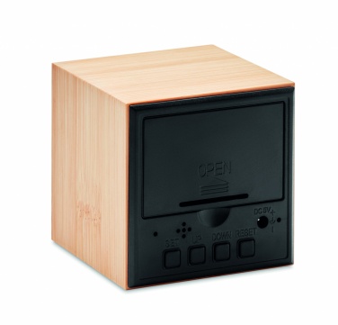 Logo trade business gift photo of: LED alarm clock bamboo casing