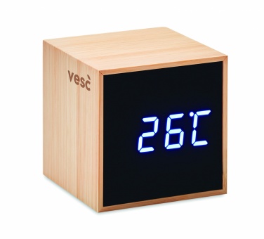 Logo trade promotional items picture of: LED alarm clock bamboo casing Dortmund