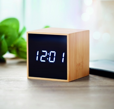 Logotrade promotional giveaway picture of: LED alarm clock bamboo casing Dortmund