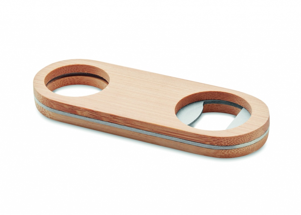 Logo trade promotional item photo of: Oval Bamboo bottle opener VALBAMPER