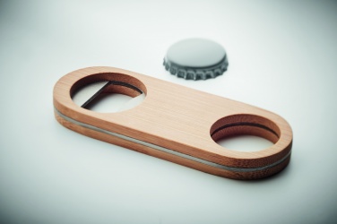 Logo trade promotional gift photo of: Oval Bamboo bottle opener VALBAMPER