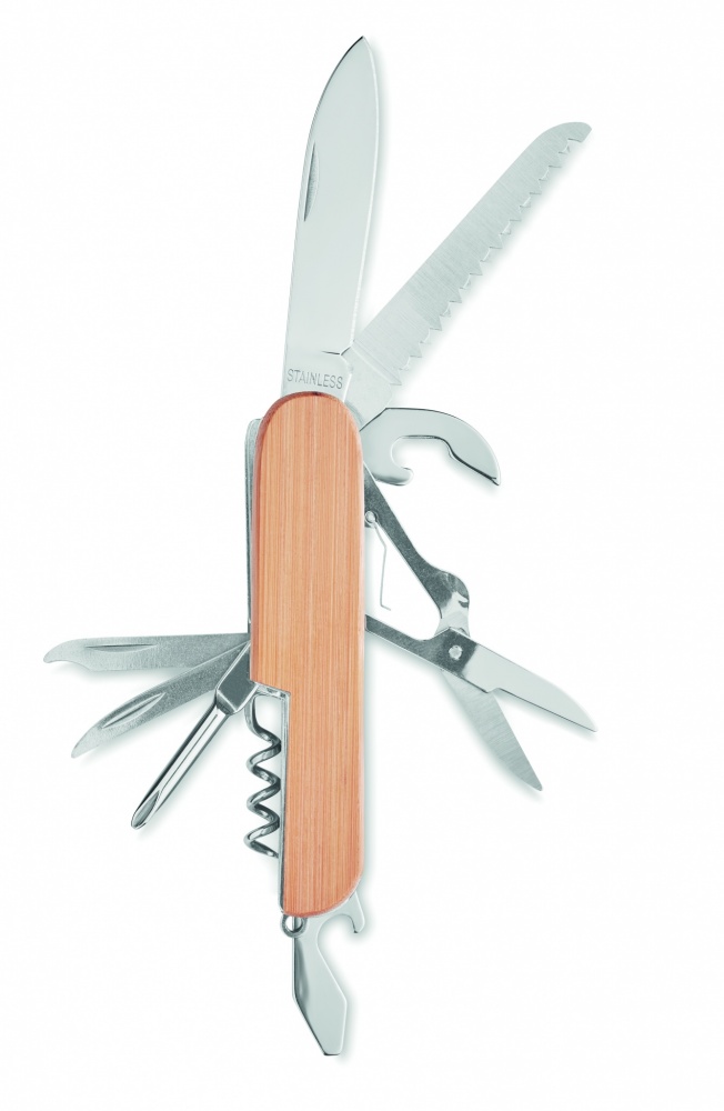 Logo trade advertising products picture of: Multi tool pocket knife bamboo