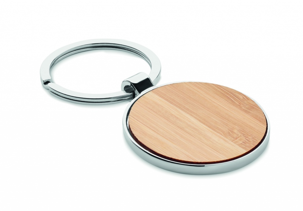 Logotrade promotional gift picture of: Round key ring metal bamboo Dobele