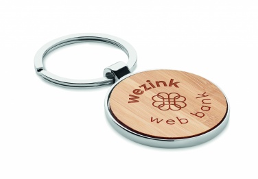 Logotrade promotional product picture of: Round key ring metal bamboo Dobele