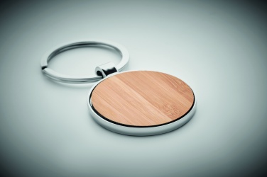 Logo trade promotional items picture of: Round key ring metal bamboo Dobele