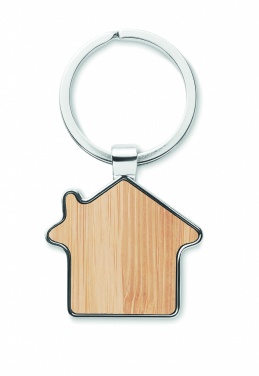 Logotrade promotional product picture of: House key ring metal bamboo NORDIC