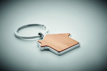 Logotrade promotional merchandise image of: House key ring metal bamboo NORDIC