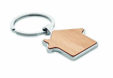 Logotrade advertising products photo of: House key ring metal bamboo NORDIC