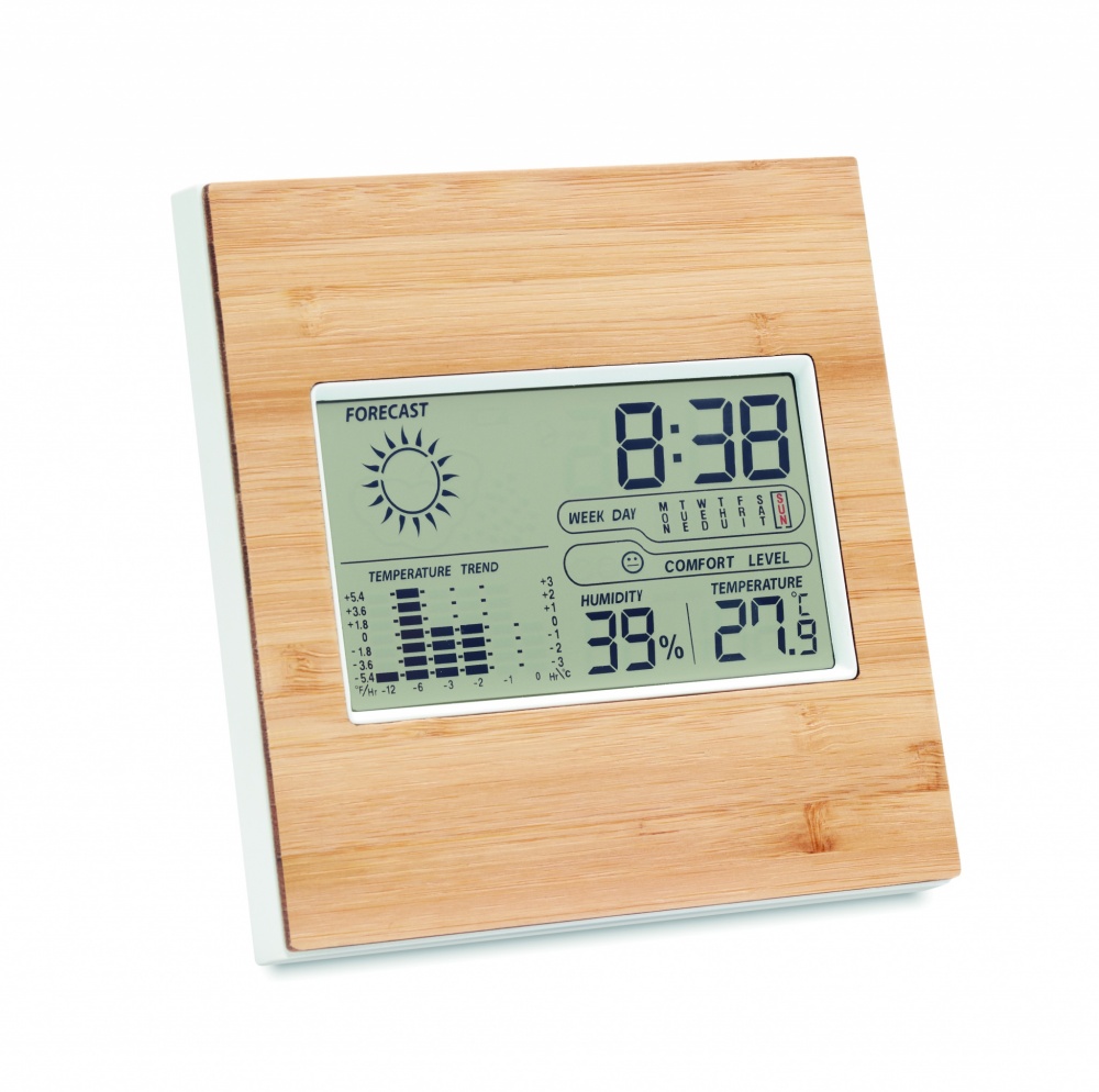 Logo trade corporate gifts image of: Weather station bamboo front TURKU