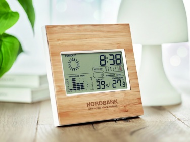 Logo trade promotional merchandise image of: Weather station bamboo front