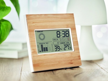 Logo trade advertising product photo of: Weather station bamboo front TURKU