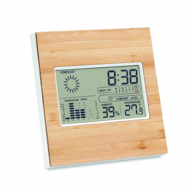 Logo trade promotional product photo of: Weather station bamboo front TURKU