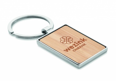 Logo trade promotional giveaways image of: Rectangular key ring bamboo WEST