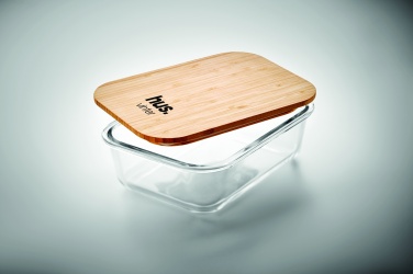 Logo trade promotional giveaways image of: Glass lunchbox with bamboo lid