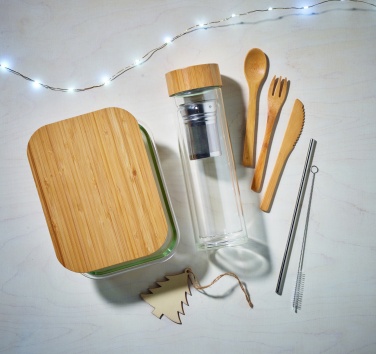 Logo trade promotional giveaway photo of: Glass lunchbox with bamboo lid