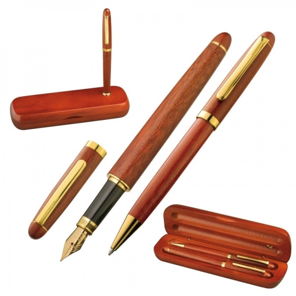 Logotrade promotional gift image of: Rosewood writing set OXFORD