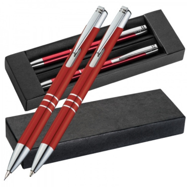 Logo trade business gifts image of: Metal writing set CLAREMONT