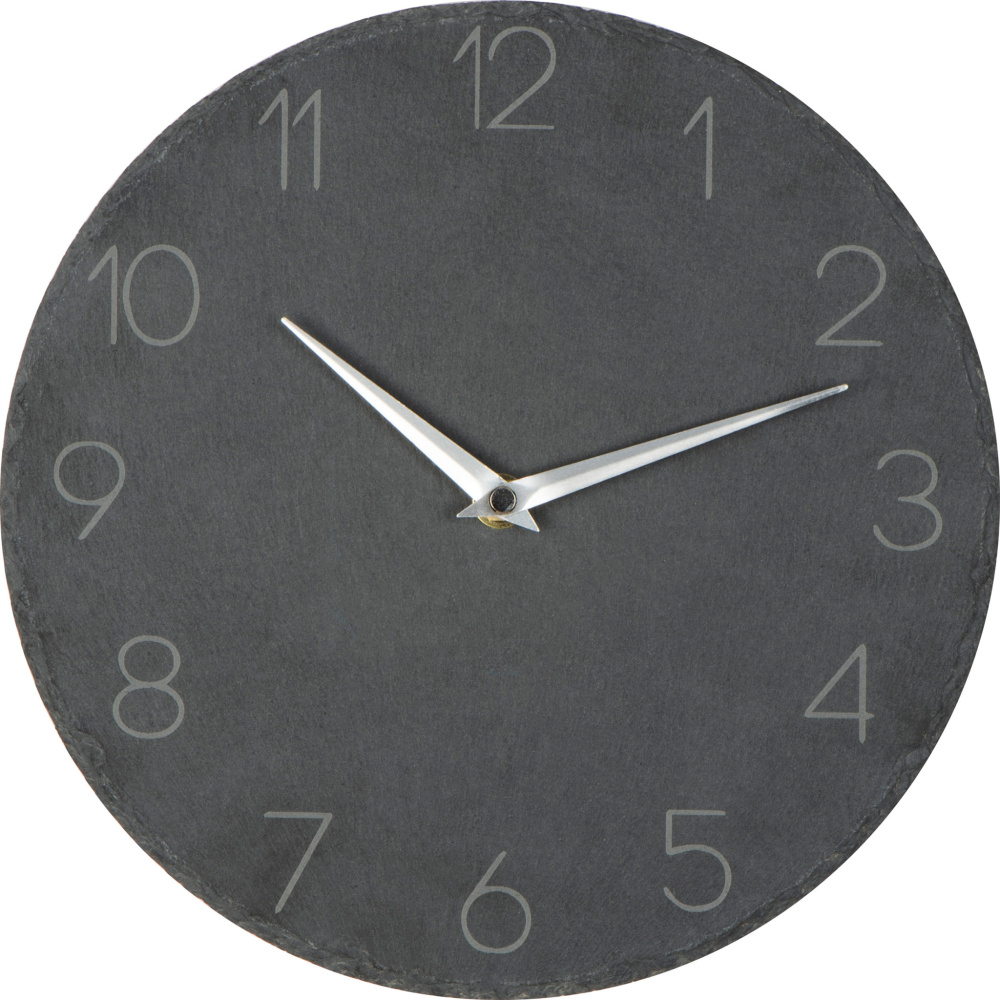 Logo trade corporate gifts picture of: Slate wall clock GRAZ