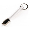 Data transfer cable and keyring, white