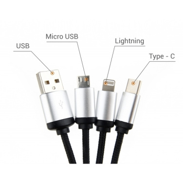 Logotrade corporate gifts photo of: 3in1 cable with enlighted logo for engraving, RXD-368