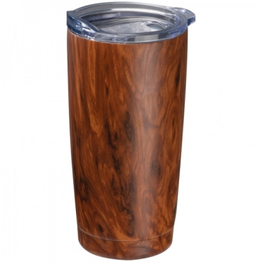 Logotrade promotional product picture of: Stainless steel mug with wooden look COSTA RICA 550 ml