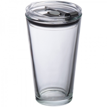 Logo trade promotional products picture of: Glass mug with lid WATTENSCHEID 400 ml