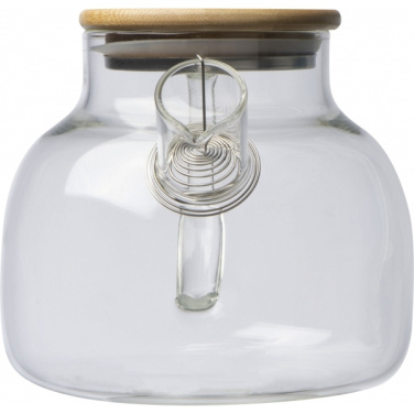 Logo trade promotional merchandise image of: Glass jug with bamboo lid FRANKFURT 1000ml