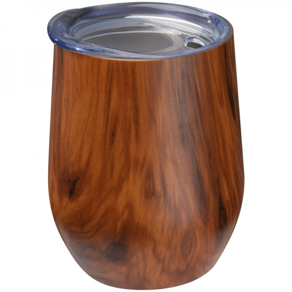 Logo trade promotional merchandise image of: Stainless steel mug with wooden look BRIGHTON 380 ml