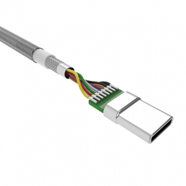 Logo trade promotional gifts image of: Nylon data transfer cable LK30 Type - C Quick Charge 3.0