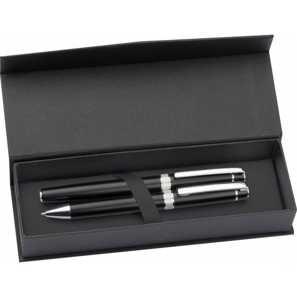 Logo trade promotional giveaways image of: Metal writing set KARLOVAC