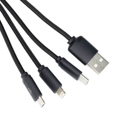 Logo trade promotional items image of: 3in1 long cable with elighted logo for engraving, W201TG