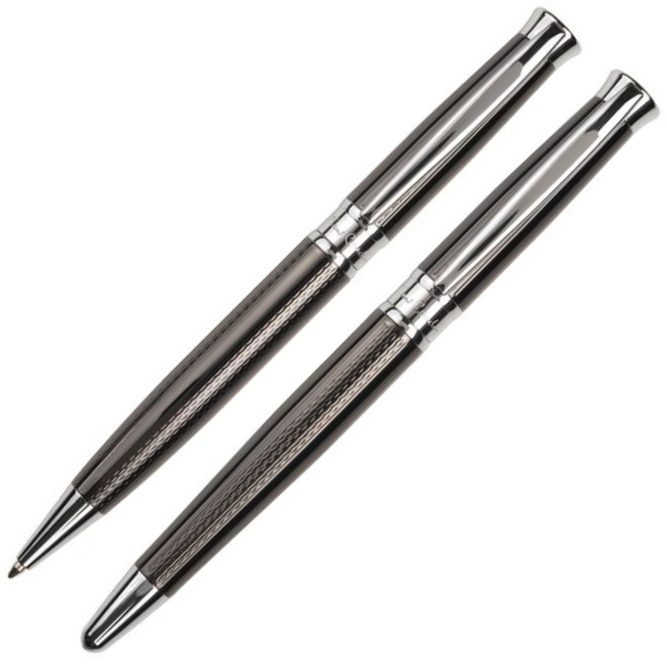 Logo trade promotional products picture of: Metal set of ballpoint pen and roller ROI