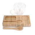 Tray with cup and spoon FORMOSA 150 ml, beige