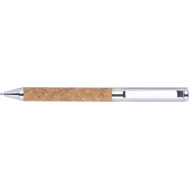 Logo trade promotional products image of: Twist-ballpen metal and cork LILLEHAMMER