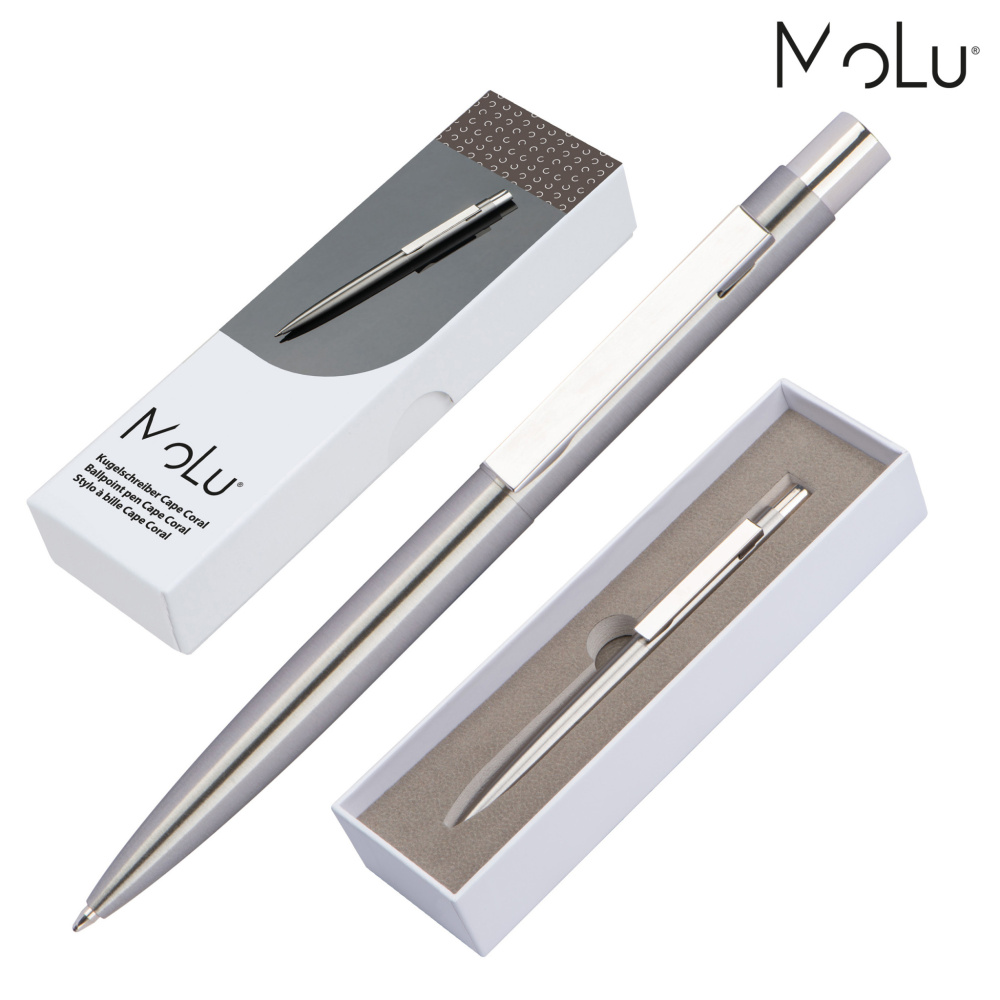 Logo trade promotional item photo of: Stainless steel pen CAPE CORAL MoLu