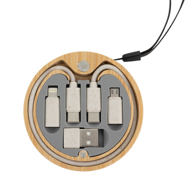 Logo trade advertising products image of: 4in1 cable in wooden case, LH-ZM01