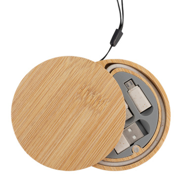 Logo trade business gift photo of: 4in1 cable in wooden case, LH-ZM01