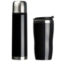 Set of vacuum flask and drinking cup SPLIT 450 ml, black