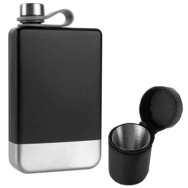 Logo trade corporate gift photo of: Hip flask set TAHAT Schwarzwolf