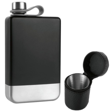 Logo trade promotional merchandise image of: Hip flask set TAHAT Schwarzwolf