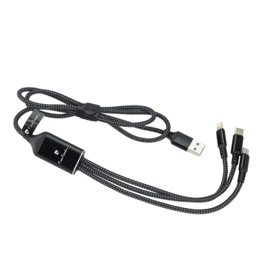 Logotrade promotional item picture of: 3 in 1 cable with elighted logo Pierre Cardin