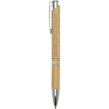 Logo trade promotional gifts image of: Wicker bamboo ballpoint pen