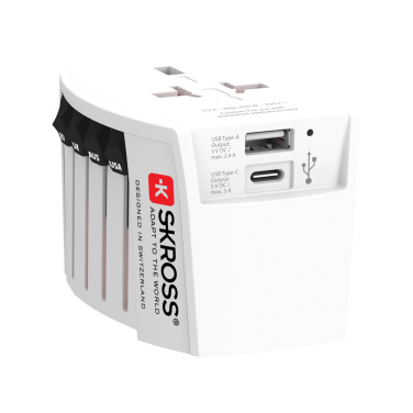 Logo trade advertising products image of: SKROSS World Travel Adapter MUV 2-pole with USB A and C