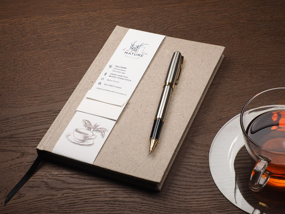 Logo trade business gift photo of: Recycled Tea Notebook 209734000