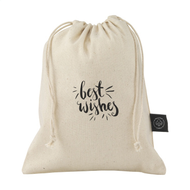 Logo trade promotional giveaways image of: Gift Pouch Natural GRS Recycled Cotton (150 g/m²) S